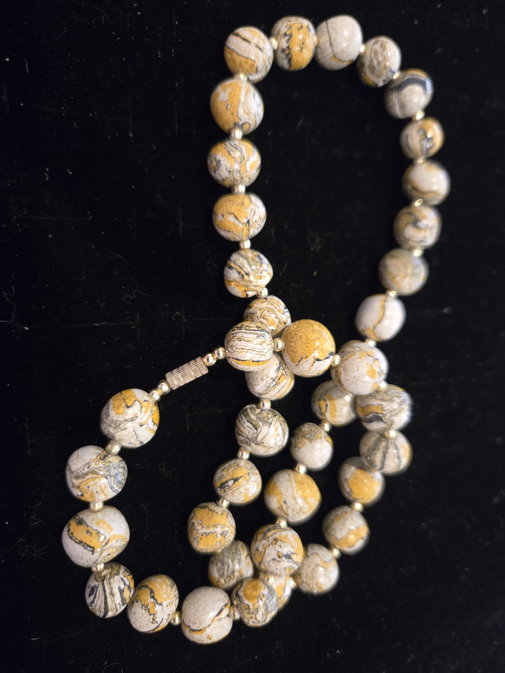 Yellow and Gray Marbled Bead Necklace - Women Jewelry